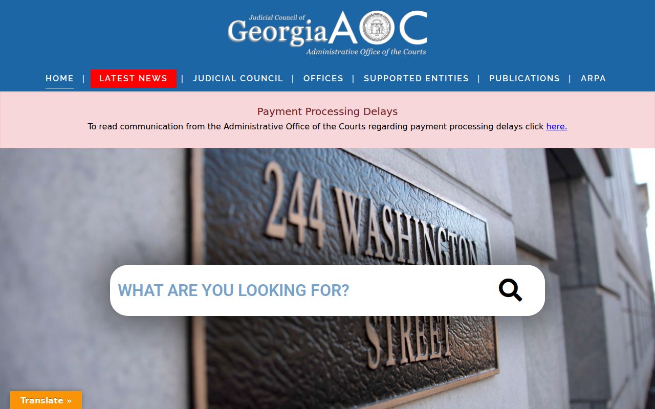 Georgia court docket system's Judicial Council and Administrative Office of the Courts