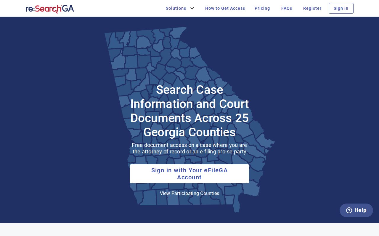 Georgia court system participating-court re:SearchGA search interface