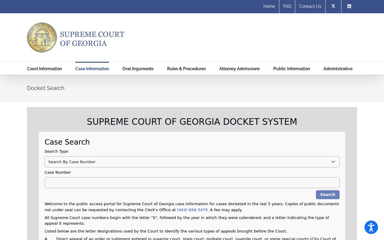 Georgia court system appellate docket search at the Supreme Court of Georgia